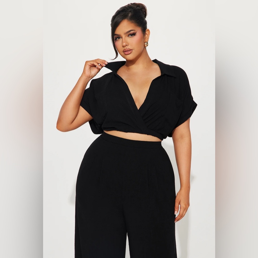 Andrea Linen Pant Set - Black - Picture 2 of 4